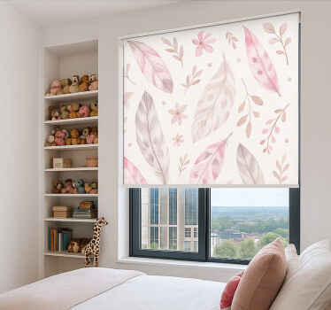 Store enrouleur pour chambre ado plumes roses - TenStickers
