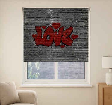 Modern roller blind love on brick wall - TenStickers