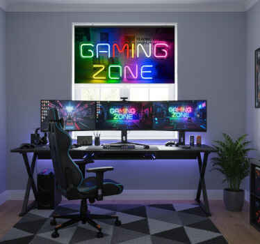 Store enrouleur chambre ado zone de jeu néon - TenStickers