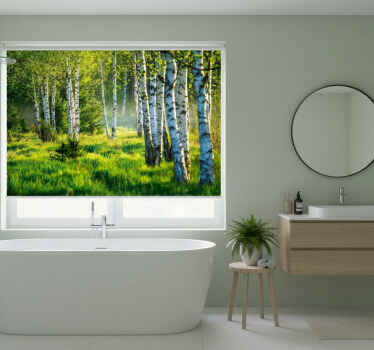 Koivumetsän moderni puukuviollinen rullaverho - Tenstickers