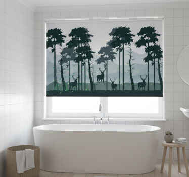 Siluettimetsä skandinaavinen puukuviollinen rullaverho - Tenstickers