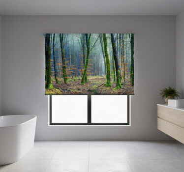 Sumuinen metsä japandi puukuviollinen rullaverho - Tenstickers