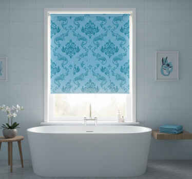 Rollo fenster badezimmer mit blauen botanischen kurven - TenStickers