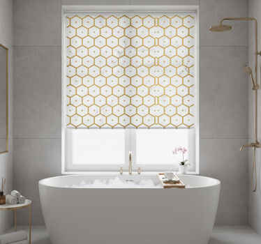 Bathroom blind in hexagonal gold marble pattern - TenStickers
