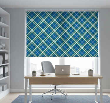 Roleta do kancelárie v modro-zelenom škótskom káre - Tenstickers