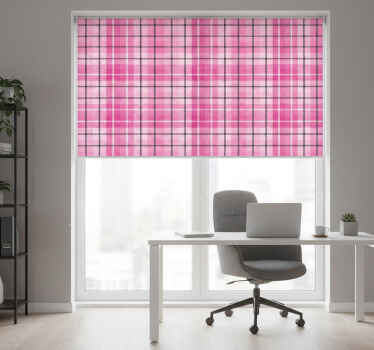 Toile fenêtre bureau tartan rose et noir - TenStickers