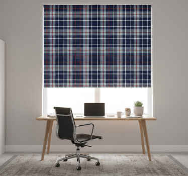 Toile fenêtre bureau tartan bleu et rouge - TenStickers