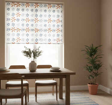 Rullegardin spisestue med blomstrete geometriske mønstre - Tenstickers