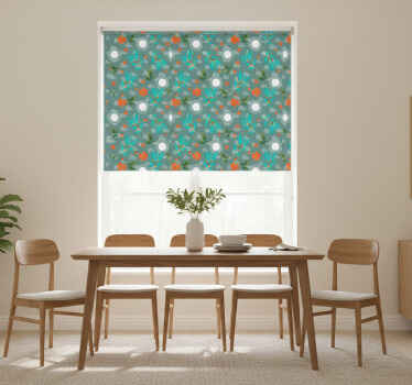Rullegardin spisestue med blomstergeometri - Tenstickers