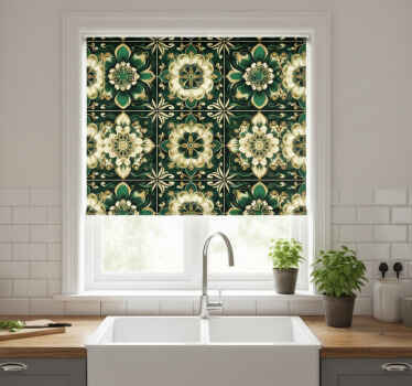 Estor enrollable cocina azulejos mosaico botánico - TenVinilo