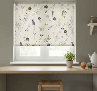 Rollo fenster küche lila wildblumen floral - TenStickers