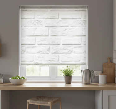 Store enrouleur cuisine briques en pierre blanche - TenStickers