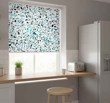 Store enrouleur cuisine motif terrazzo bleu - TenStickers