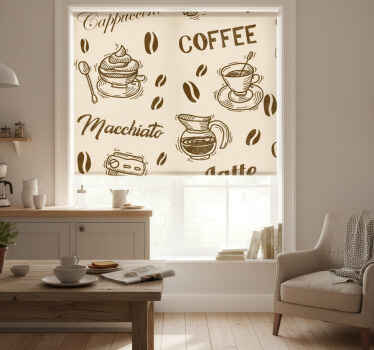 Estor enrollable cocina diseño variedades de café - TenVinilo