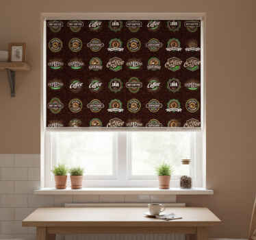 Estor enrollable cocina patrón de emblemas de café - TenVinilo