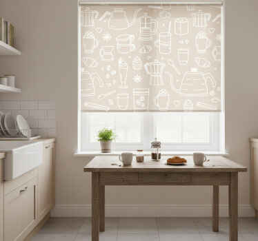 Estor enrollable cocina café motivo conjunto - TenVinilo