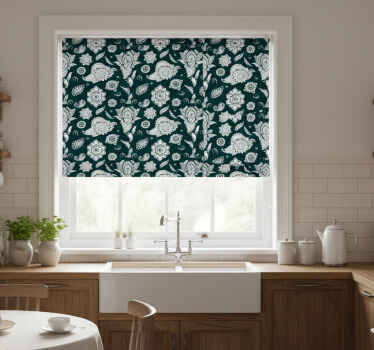 Estor enrollable cocina motivo azulejo floral - TenVinilo