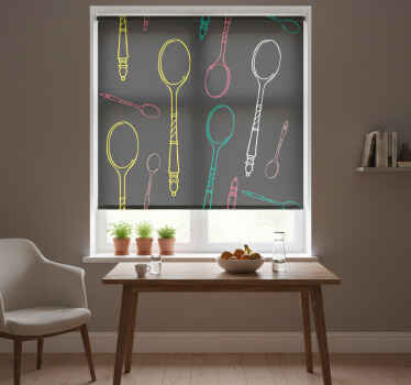 Rollo fenster küche neon utensilien skizze - TenStickers