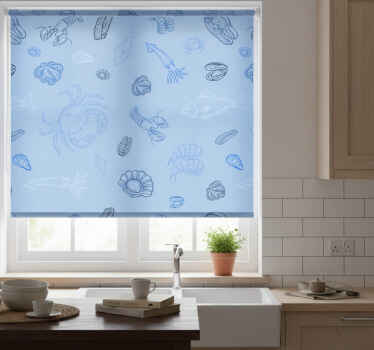 Rollo fenster küche mit meeresfrüchte-muster - TenStickers