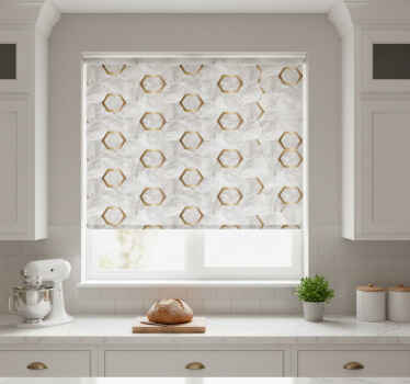 Estor enrollable cocina patrones hexagonales dorados - TenVinilo