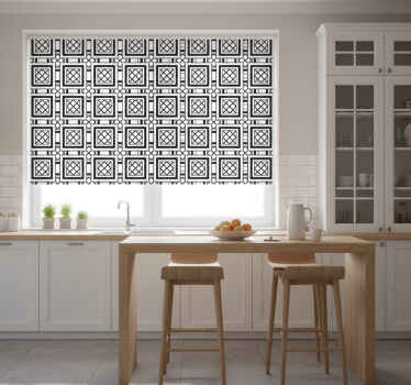 Rollo fenster küche im schwarzen hydraulischen fliesenstil - TenStickers