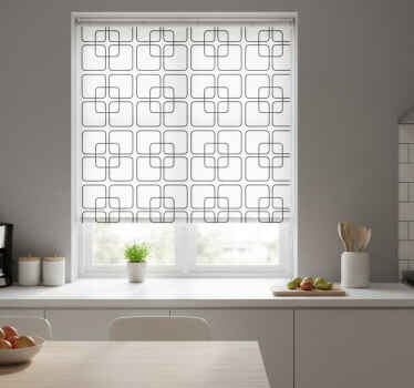 Kitchen roller blind with black squares urban pattern - TenStickers