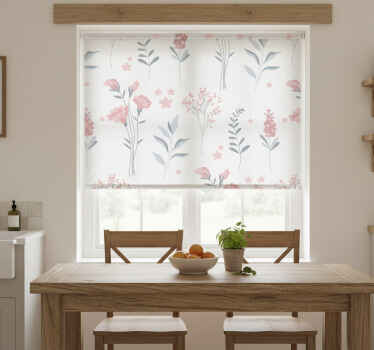 Rollo fenster küche mit rosa blütenmotiven - TenStickers