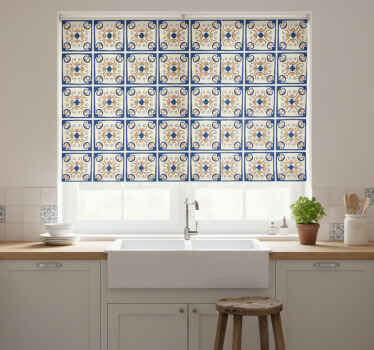 Blinds in a kitchen with pink flowers portuguese tile - TenStickers