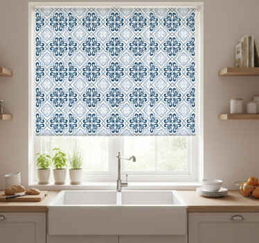 Blinds in a kitchen typical blue portuguese tile - TenStickers
