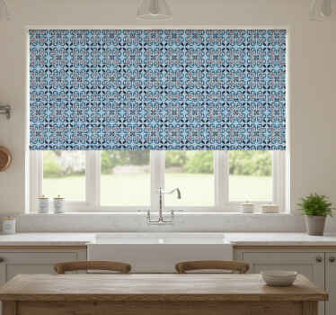 Blinds in a kitchen baby blue round portuguese tile - TenStickers