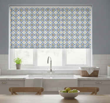 Blinds in a kitchen with baby blue and yellow tiles - TenStickers