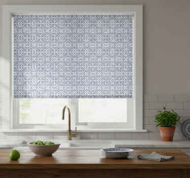 Cortina roller cocina azulejo octagonal azul portugués - TenVinilo