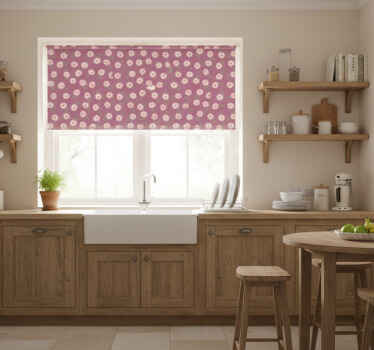 Cortina roller cocina estampado de margaritas rosas - TenVinilo