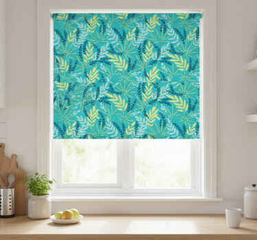 Cortina roller cocina estampado tropical azul - TenVinilo