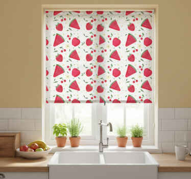 Cortina roller cocina patrón de diferentes frutas - TenVinilo