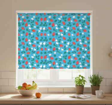 Cortina roller cocina patrón de frutas y flores coloridas - TenVinilo
