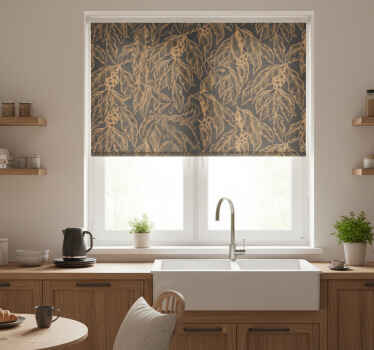 Blinds in a kitchen with coffee tree branch pattern - TenStickers