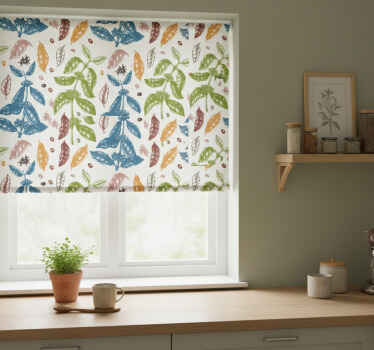 Blinds in a kitchen with colorful coffee plant pattern - TenStickers