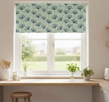 Blinds in a kitchen with floral blue wallpaper - TenStickers