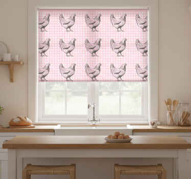 Hen patterned blinds in a kitchen - TenStickers