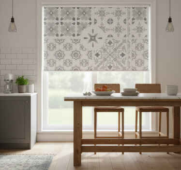 Blinds in a kitchen with grey mosaic tiles - TenStickers