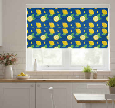 Kitchen roller blind with hand-drawn lemons - TenStickers
