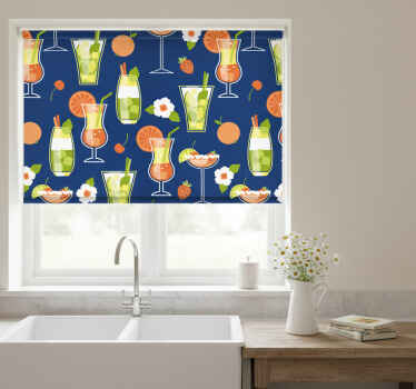 Cortina roller cocina vintage con cócteles - TenVinilo