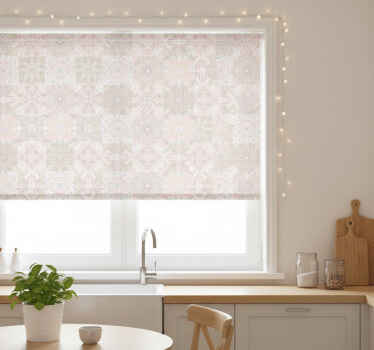 Estor enrollable cocina azulejos rosa y gris - TenVinilo