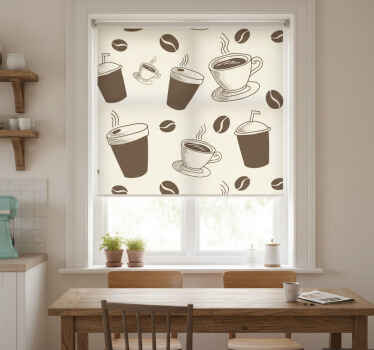 Estor enrollable cocina café blanco-turquesa - TenVinilo