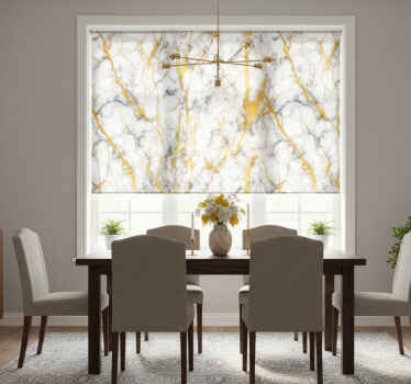 Rullegardin spisestue elegant grå og gull marmor - Tenstickers