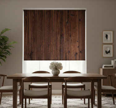 Rullegardin spisestue i mørkebrune rustikke planker - Tenstickers