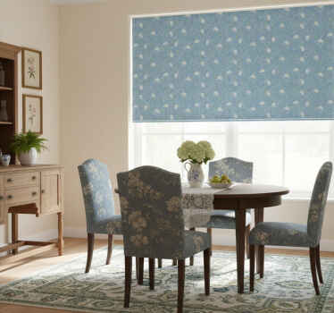Rullegardin spisestue blå vintage grandmillenial mønster - Tenstickers