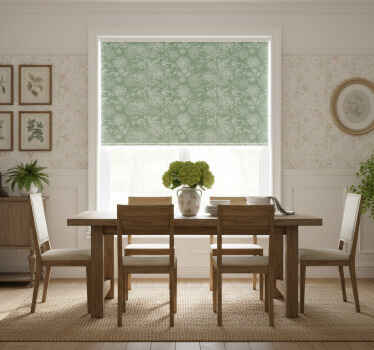 Rullegardin spisestue grønn blomster grandmillenial stil - Tenstickers