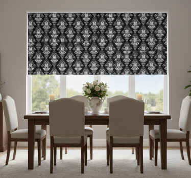 Rullegardin spisestue fransk provinsiell svart-hvitt mønster - Tenstickers